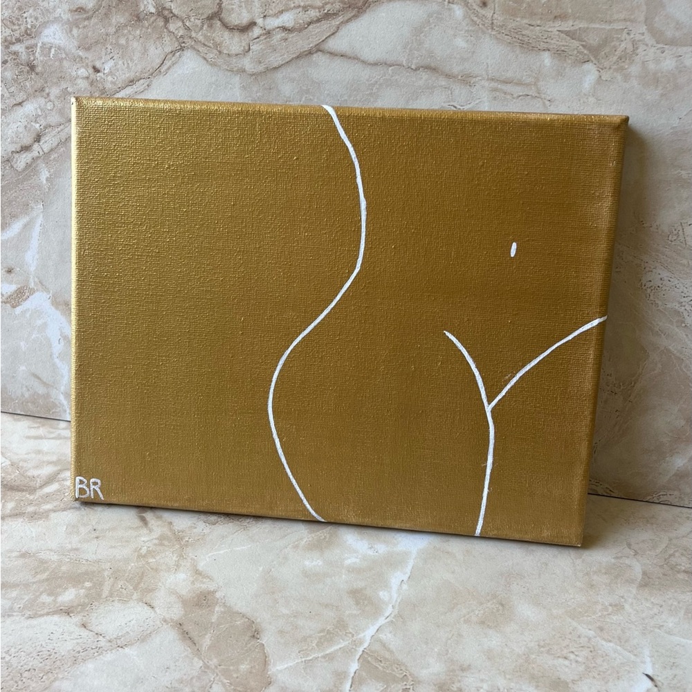 golden-hour body outline painting